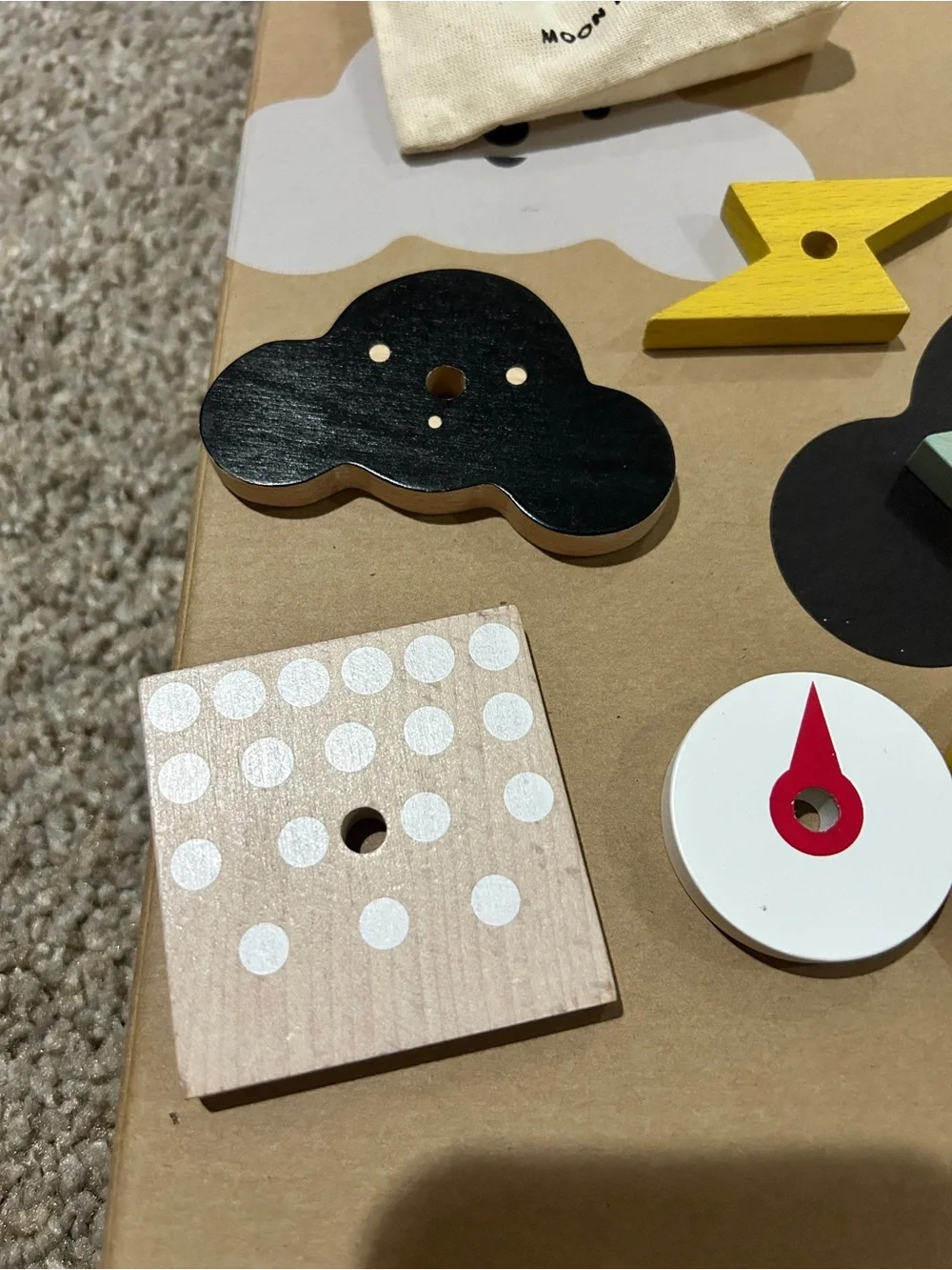 Moon Picnic Weather Station - Natural Wood with Red & Blue Accents